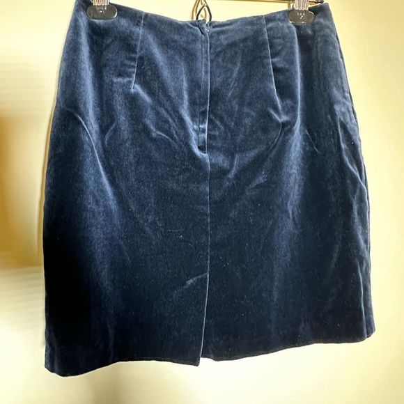 Vintage Hugo Buscati Women's mini Skirt Velvet navy blue vtg sz 8 back slit - Picture 10 of 10